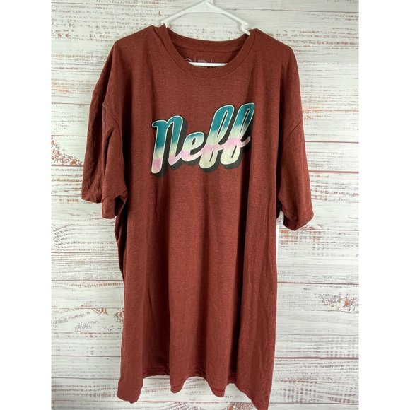 NWT Neff‎  Logo Heather Maroon Short Sleeved T-Shirt 3XL - Picture 1 of 6